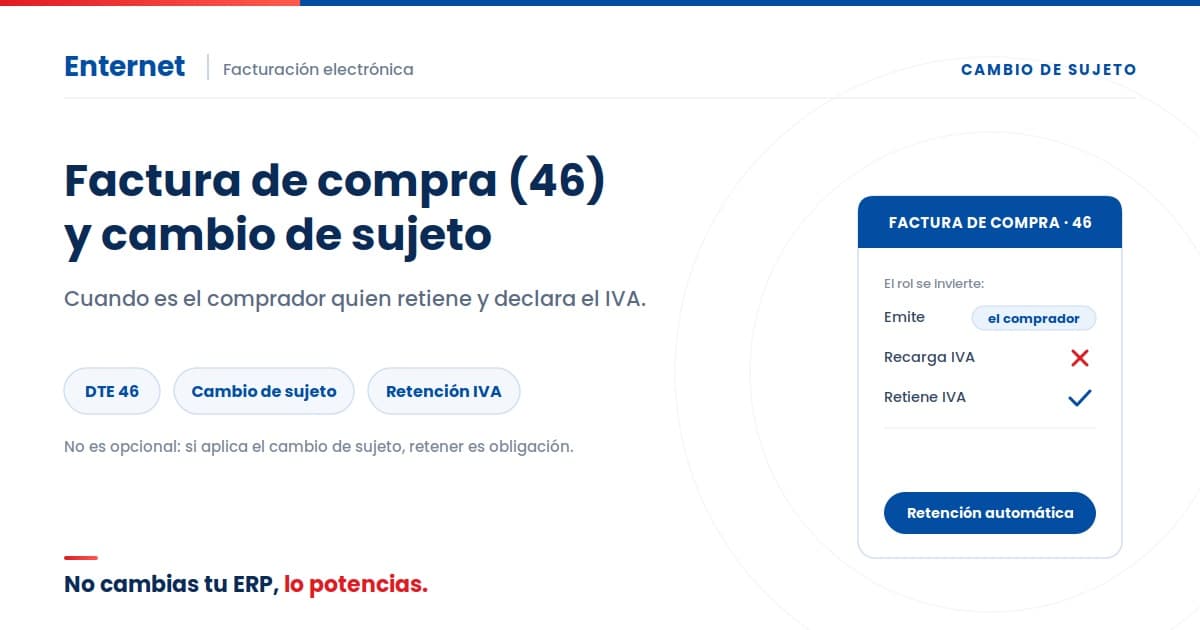 Factura de compra (46) y cambio de sujeto: cuándo tu empresa retiene el IVA